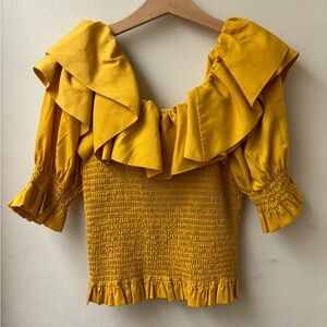 Habitual Girls Yellow Blouse Smocked Ruffles